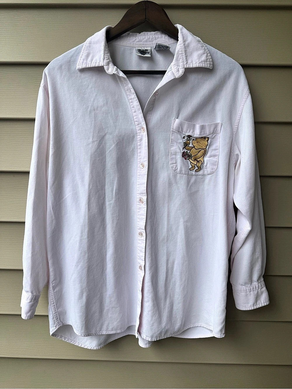 Vintage Disney Catalog Winnie the Pooh Pink Corduroy Shirt L Embroidered 90s